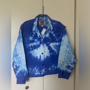 Edwin Trucker Jacket Vintage Denim Purple and Blue Tie-Dye